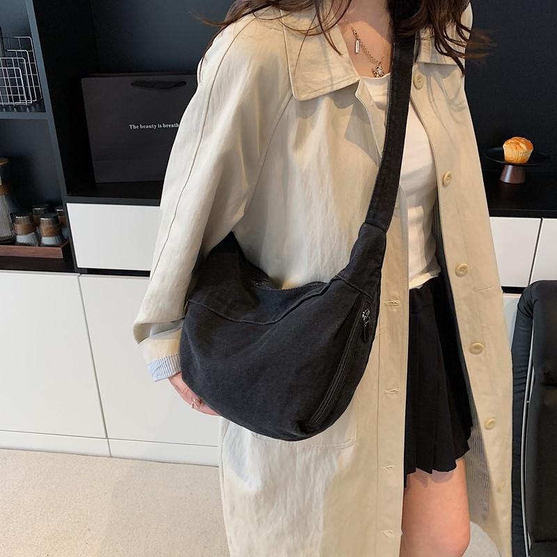 Crossbody Bag Large Capacity Denim Bag Women's Retro Shoulder Bag