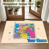 Crystal Velvet Square Rug Custom NameMr. Men & Little Miss Pattern Non Slip Home Floor Decor Rug