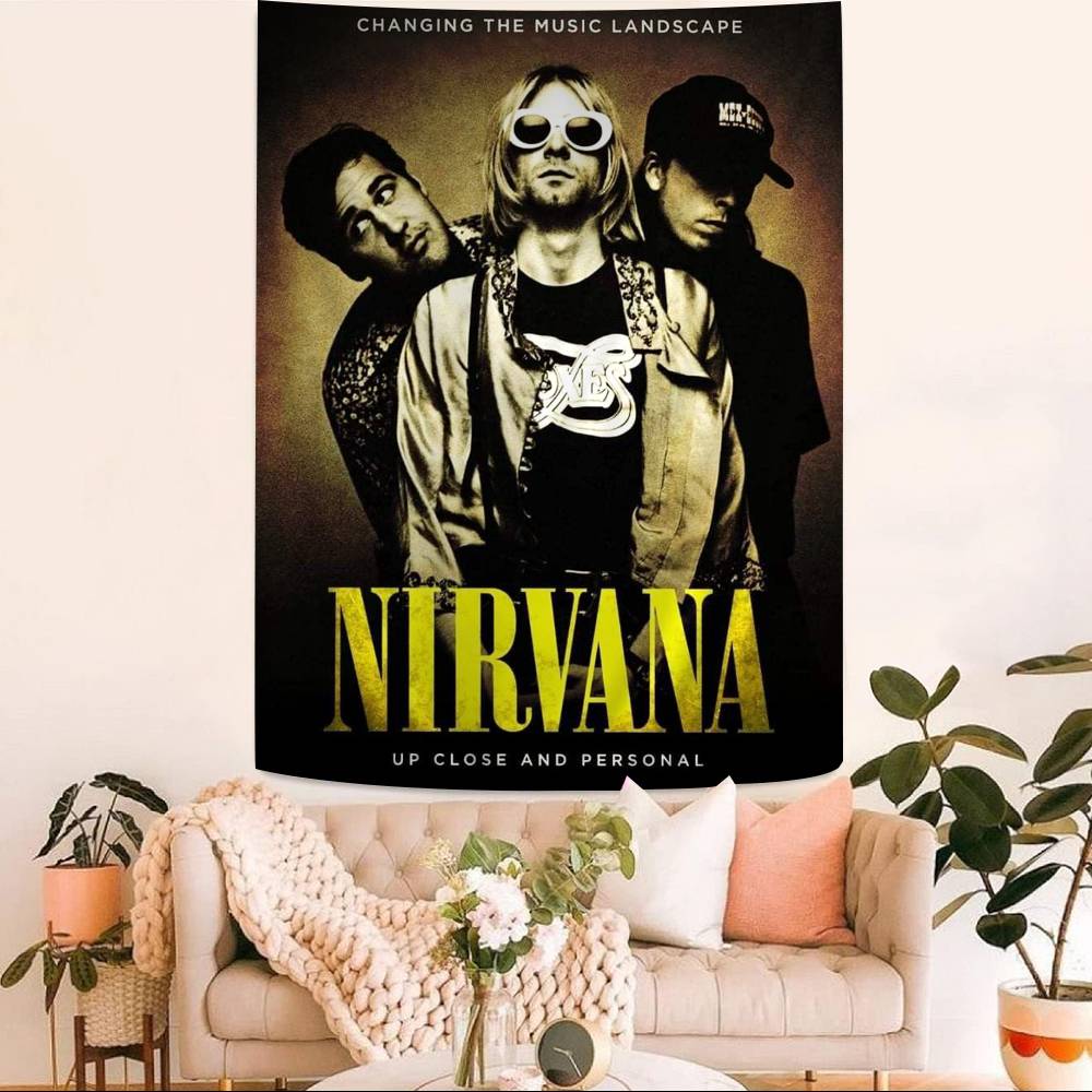 ANNirvanaRock Band Printed Large Wall Tapestry Art Science Fiction Room Home Decor Decor Blanket