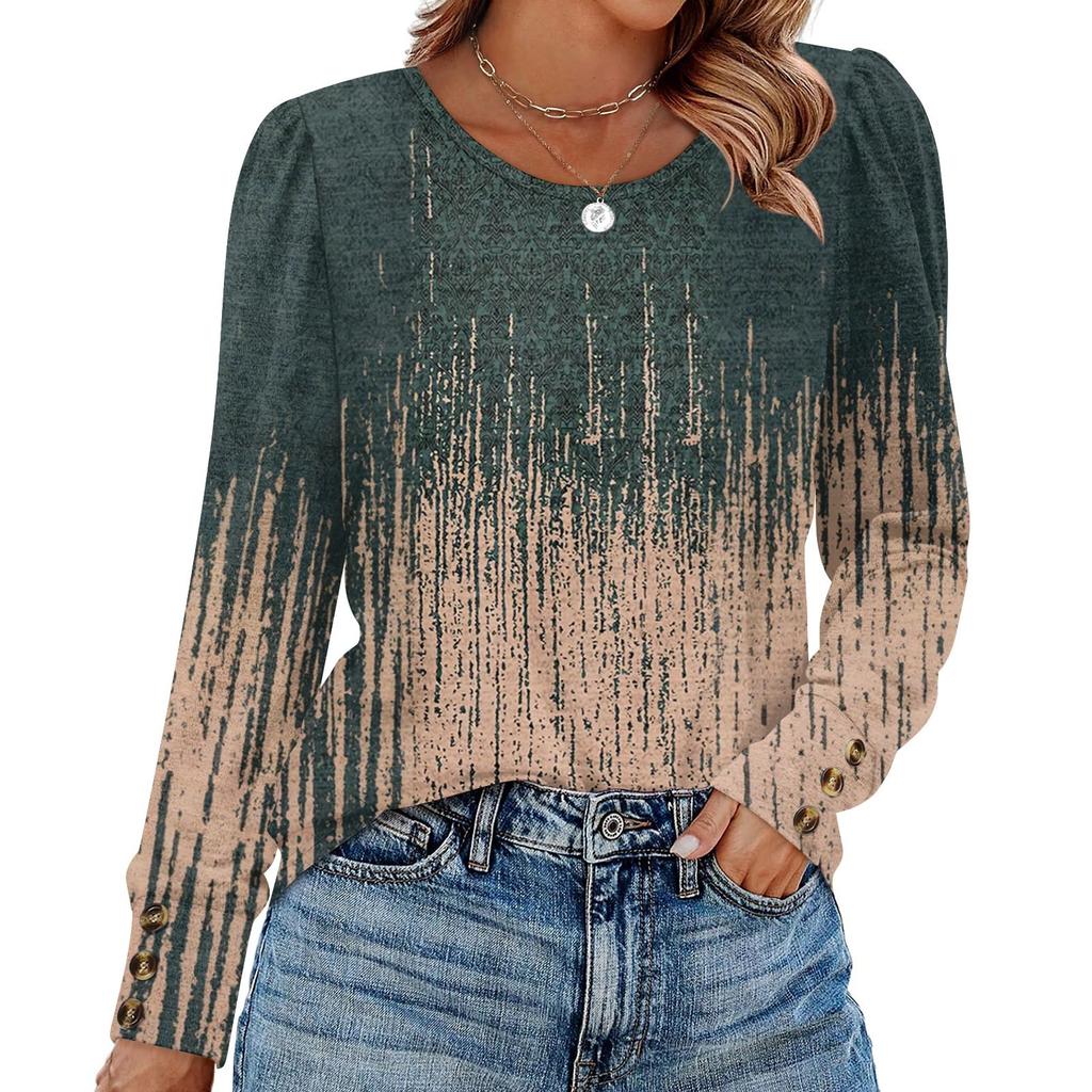 Women's Retro Printed Fashionable Long-sleeved Top
