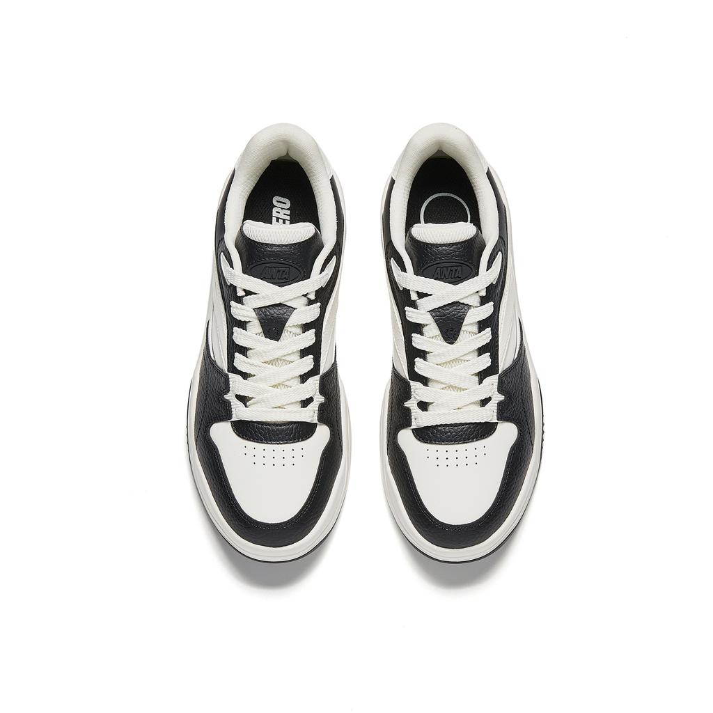 Anta Wave Shoes Panda Versatile Casual Non-Slip Wear-Resistant Lightweight Increased Height Low-Top Skate Shoes Men Sneaker Black White 912518005-4