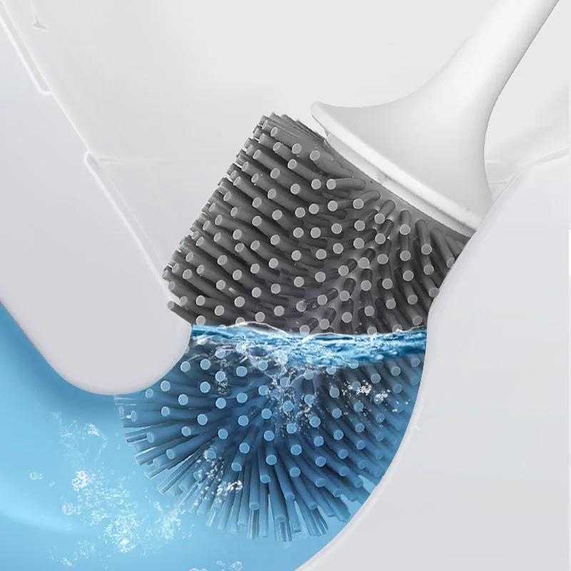 Silicone Toilet Brush For WC Accessories Drainable Toilet Brush Wall-Mounted Cleaning Tools Home Bathroom Accessories Sets