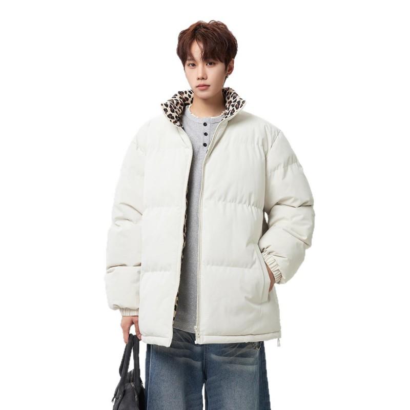 Mens Winter Cotton Coat Unisex Stand Collar Thick Warm Casual Short Jacket