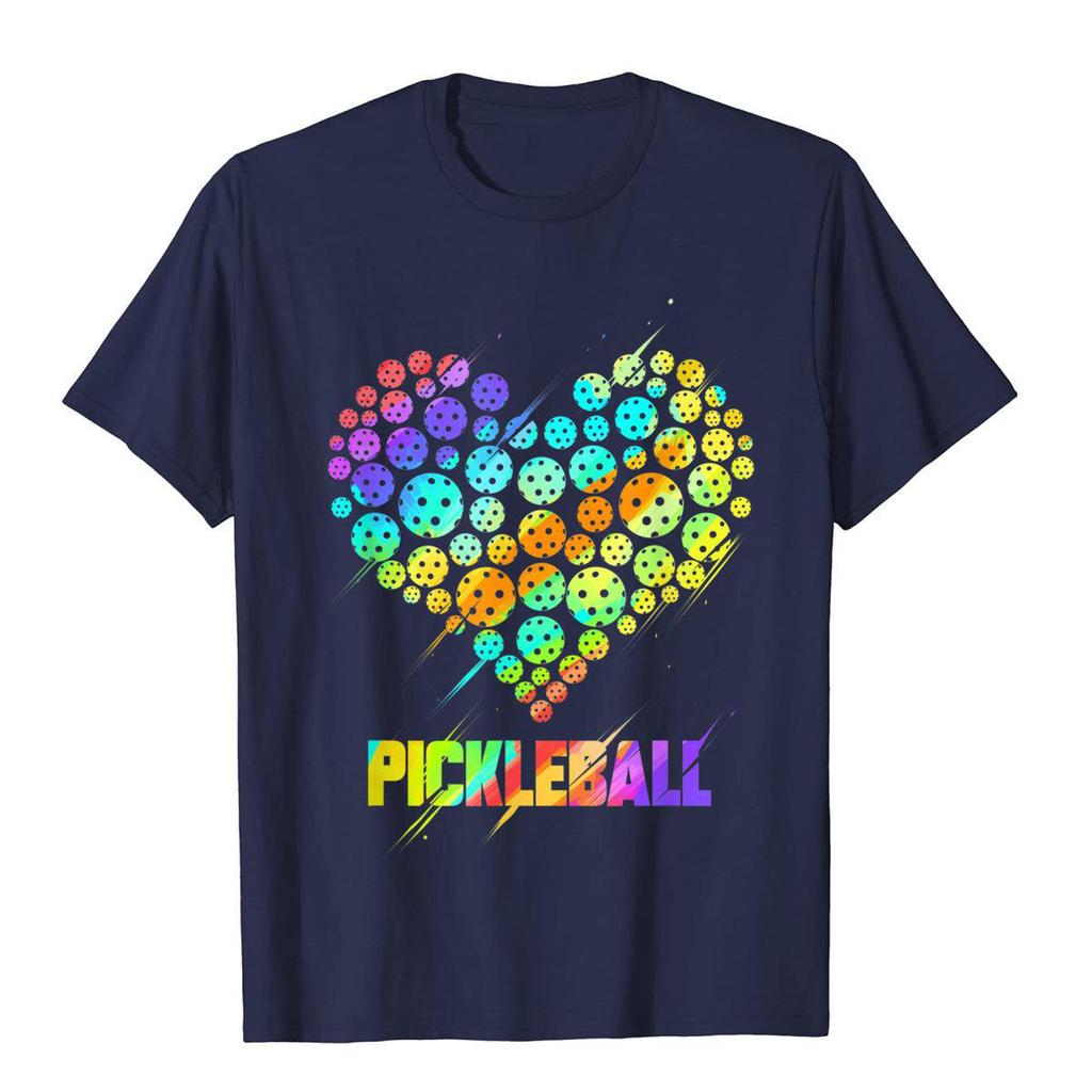 Pickleball Heart Funny Colorful Paddle Sports Player Gift TShirt Cartoon Men Top TShirts Designer Cotton Tops  Tees Geek