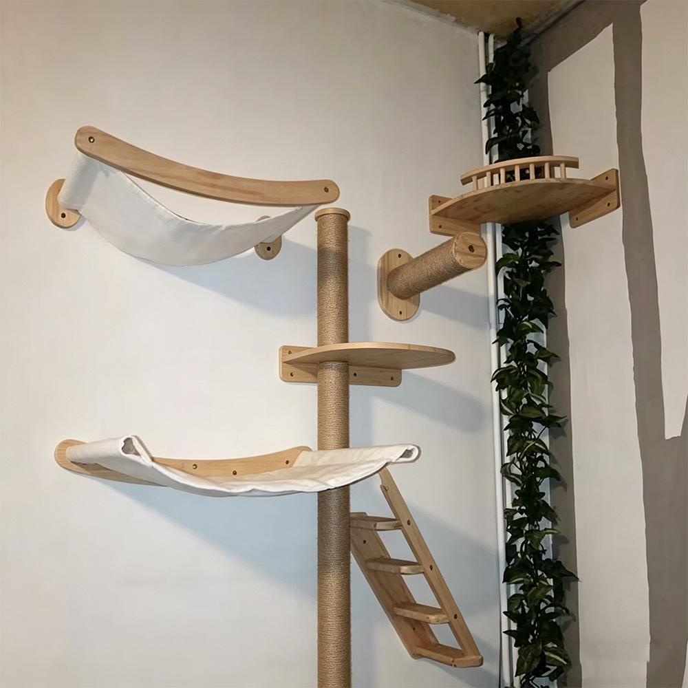 1PC Wall-mounted Cat Furniture Scratcher Hammock Hiding House Bridge Cat Climbing Shelves Cats Gym Playground Claw Grinding Toy