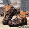 European and American style lace-up thick-soled leopard print low-top single shoes muffin large-size casual lace-up single shoes