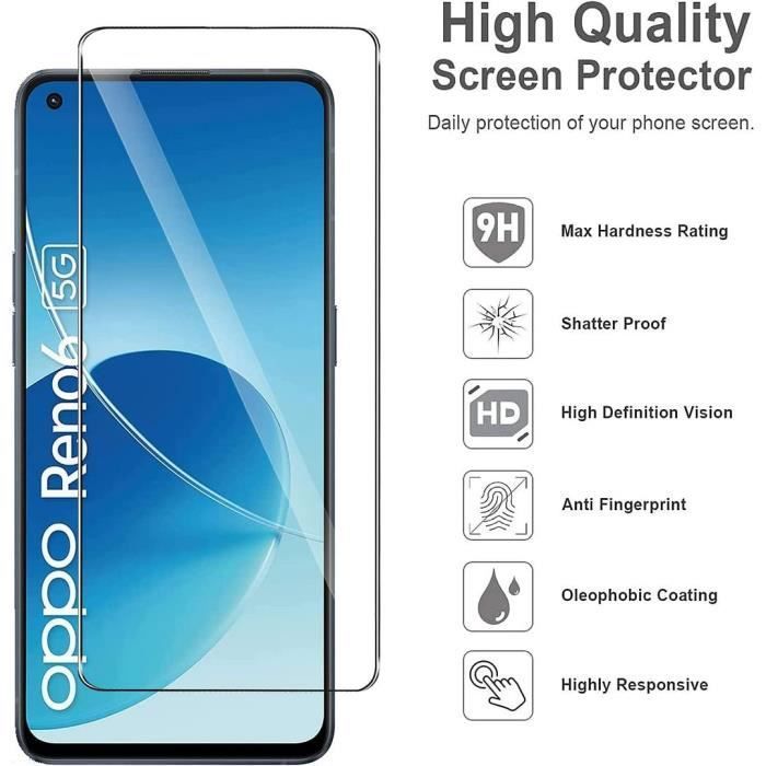 Verre Trempé - E.F.CONNECTION - pour OPPO Reno 6 5G - Protection Écran - Résistant aux Rayures - 2 Pièces