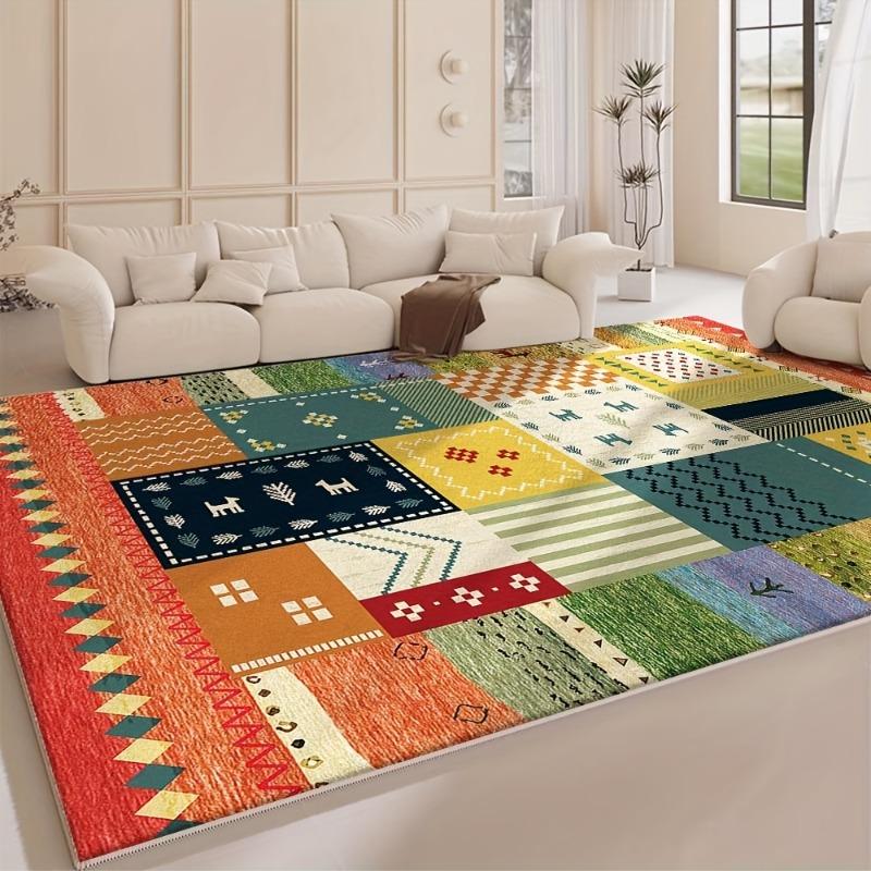 Bohemian Style Living Room Carpet Colorful Stripes Bedroom Rugs Easy Care Luxury Decorative Rugs Washable Large Size Carpets
