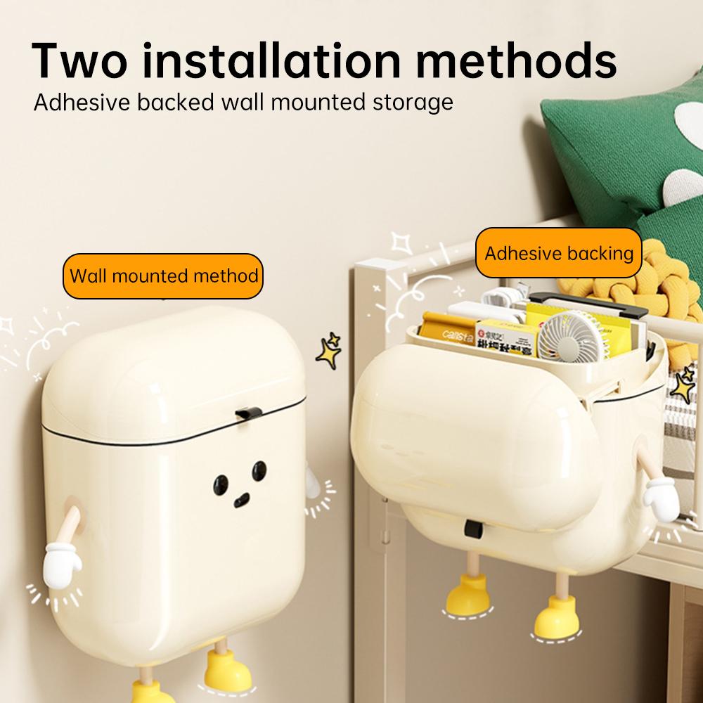 Household Hanging Garbage Bins Home Kitchen Bathroom Trash Can Multi Scene Storage Box 12L In Cream White Color and Cute Design