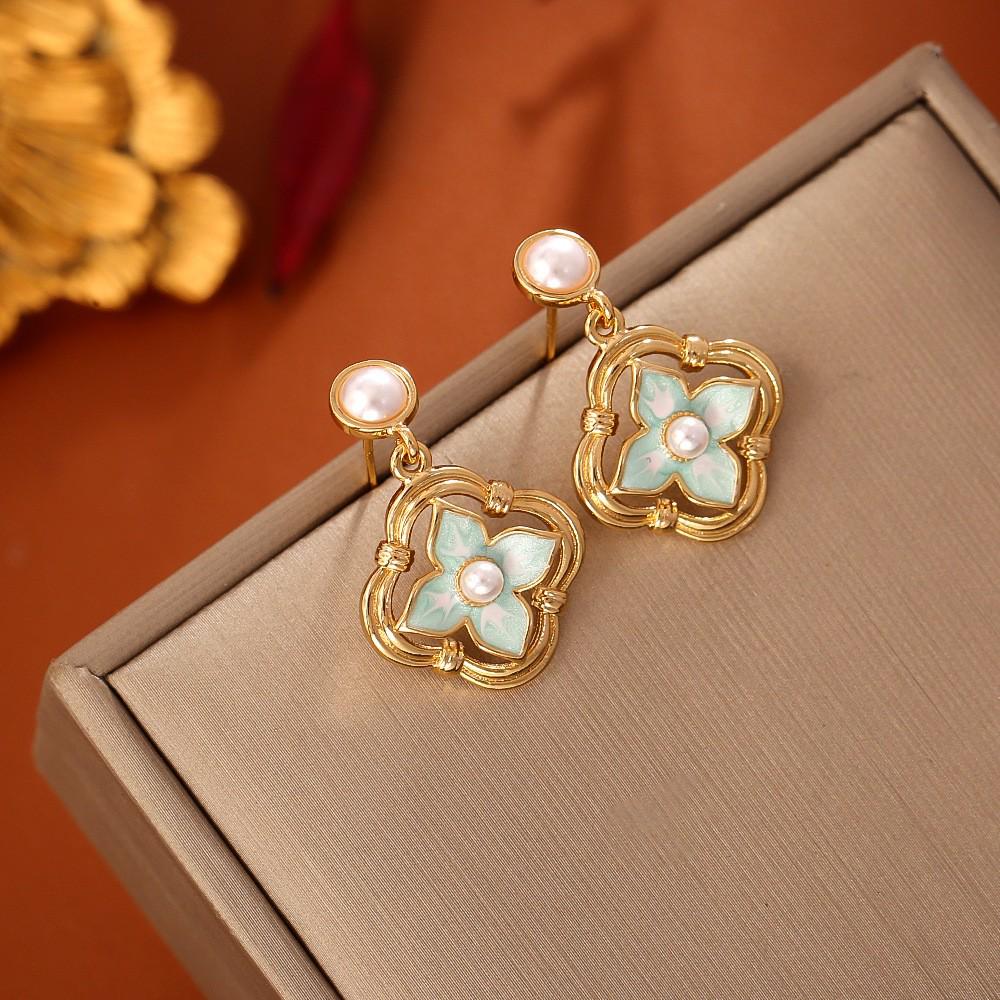 Monet Garden Medieval Baroque Pearl Earrings - Elegant, Retro Style for Women