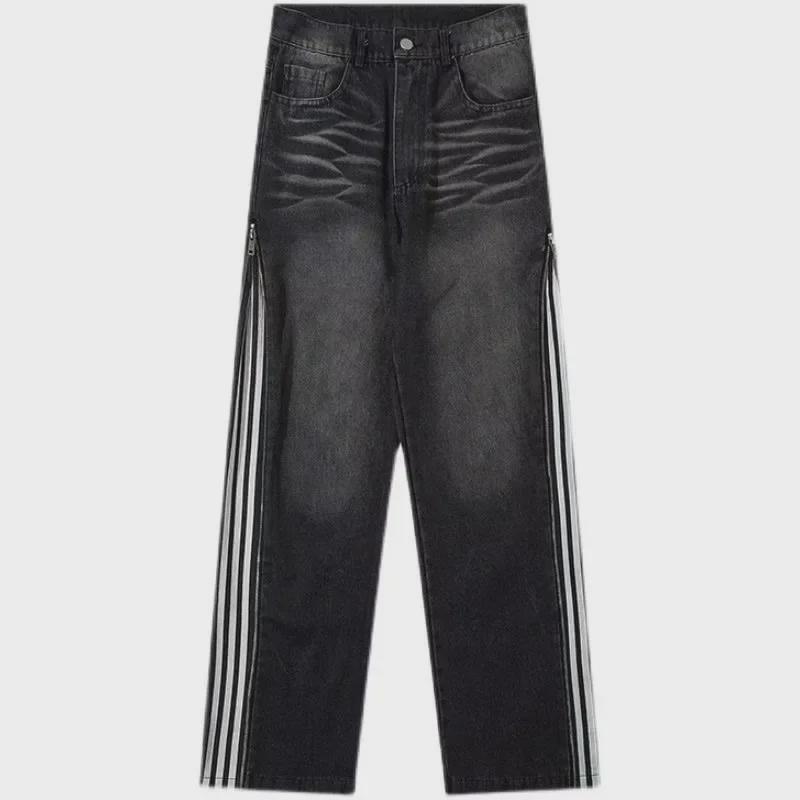 

Мужские полосатые свободные расклешенные джинсы High Street 2024 на осень M