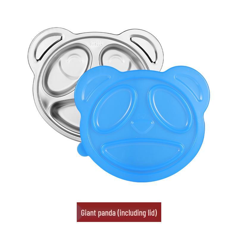 Creative 304 Stainless Steel Children's Divided Plate - Cartoon Anti-fall Design for Kindergarten and Baby Tableware.
