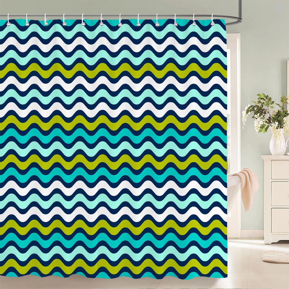 3D Colorful Simple Geometric Printing Shower Curtains Bathroom Curtain Waterproof Polyester Home Decoration Curtain With Hooks