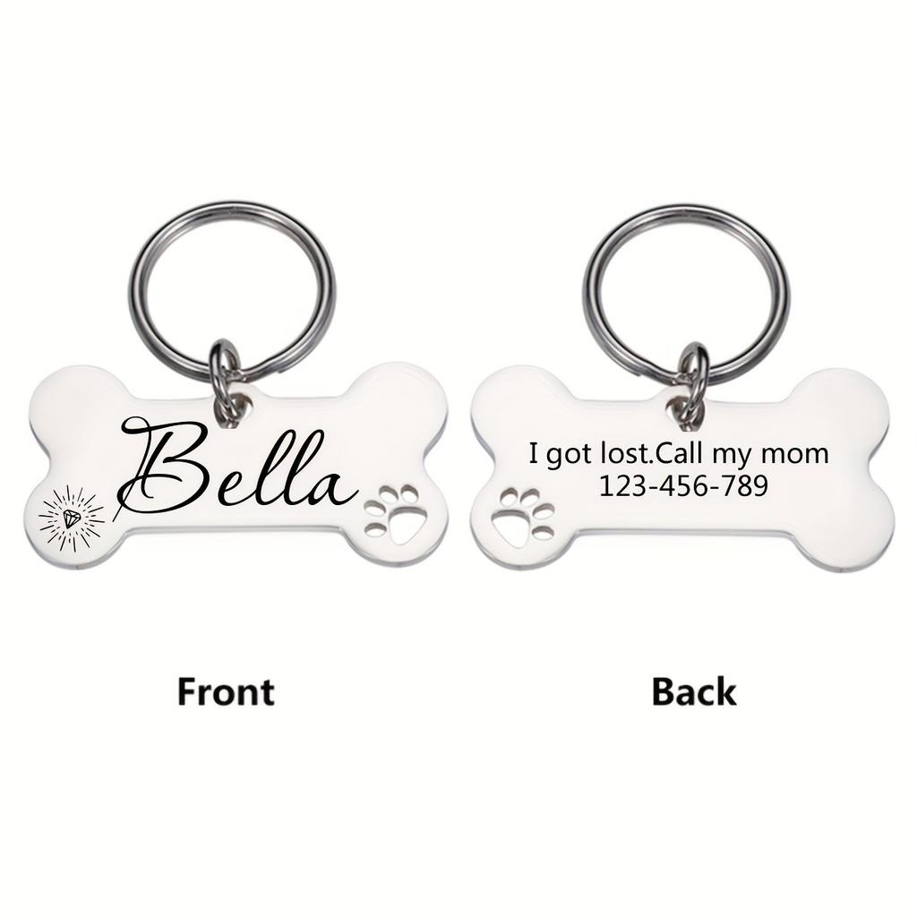 Oțel inoxidabil Hollow Paw Bone Blank Titanium Steel poate fi marca pentru animale de companie, marca câine, marca pisicii