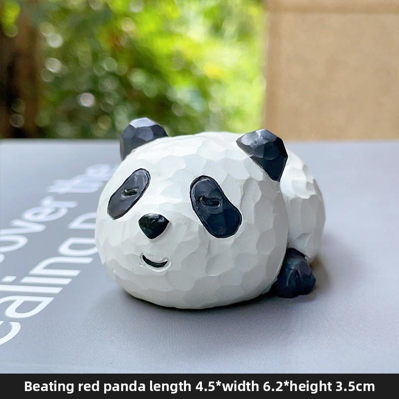 Little Panda Handmade Figurine, Cute Cake for Car Decoration, Tabletop Resin Small Handicraft, Small Animal Toy