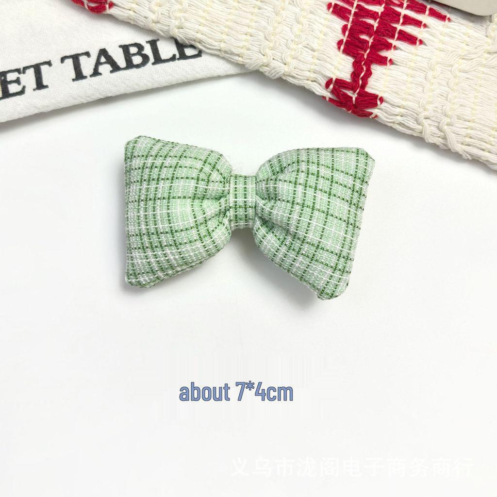 New Cotton-Filled Plaid Bow Knot Hair Clip & Scarf Decoration - Korean Style DIY Jewelry