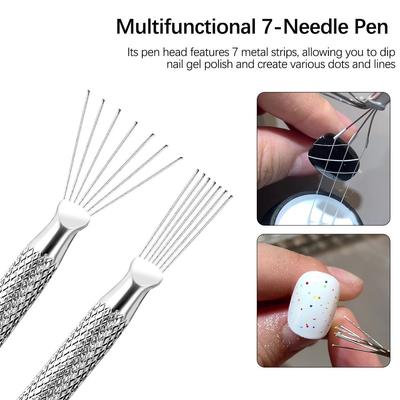 Nagelkunst Drahtzeichnung Multifunktionaler Sieben-Pin-Stift Texturpinsel DIY Nagelpinsel Biegsamer Federstift Malen von Linien