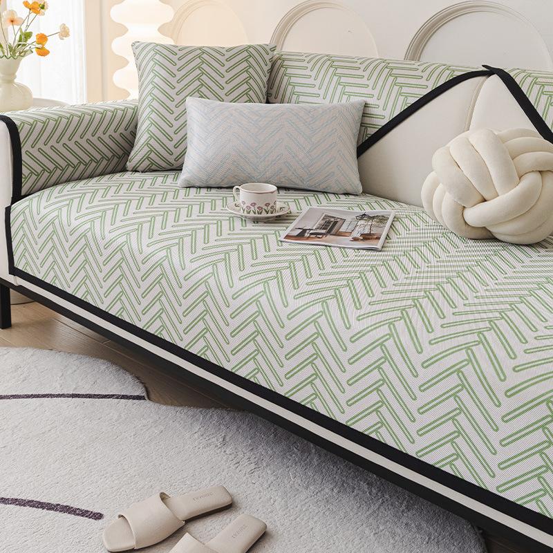 New Cool Sofa Cushion, Universal Cover For All Seasons, Summer Ice Silk Non-Slip Blanket, Cool Striped Sofa Cushion