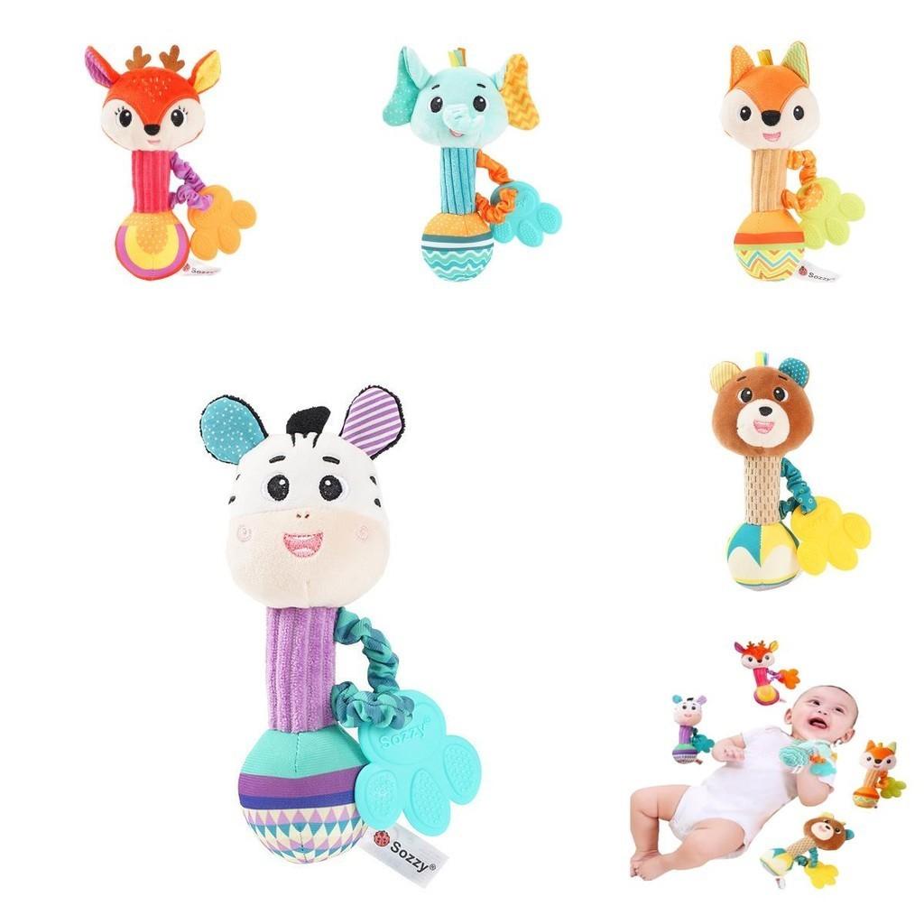 Sozzy Soft Plush Baby Rattle Hand Grasp Stick Toy 0-1 Year Old Infant Teether Bed Bell Baby Shake Bell Stuffed Doll