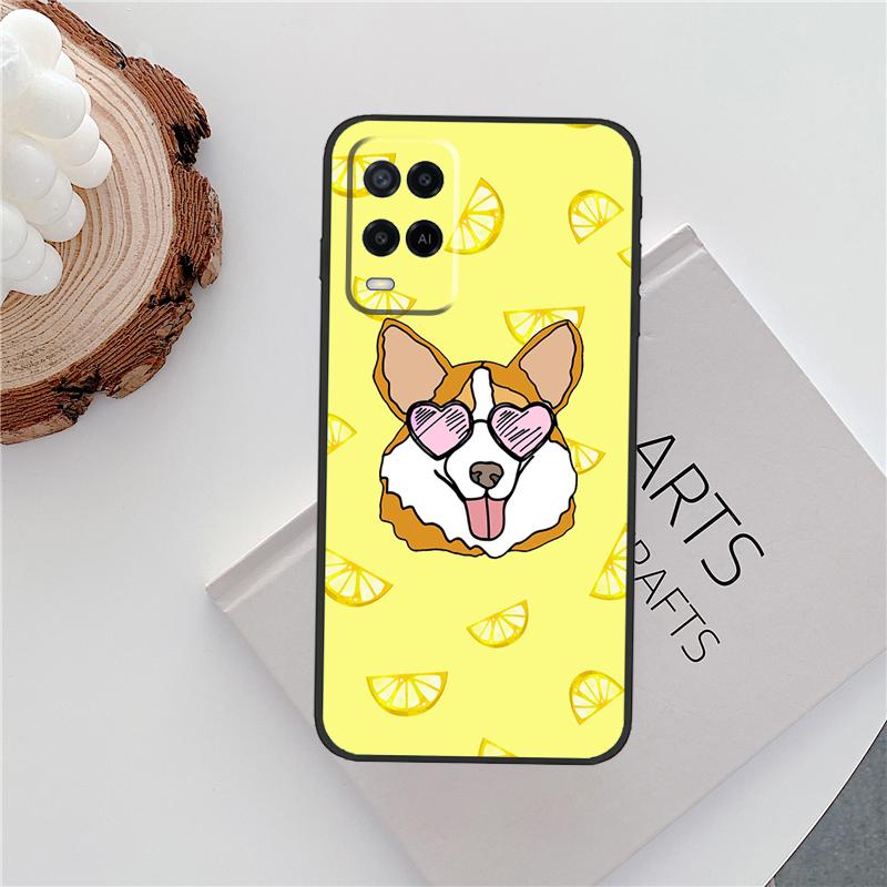 Cartoon Corgi Case For Oppo A60 A74 A94 A54 A18 A38 A58 A78 A98 A40 A80 A16 A76 A96 A15 A57S A17 A77 Cover