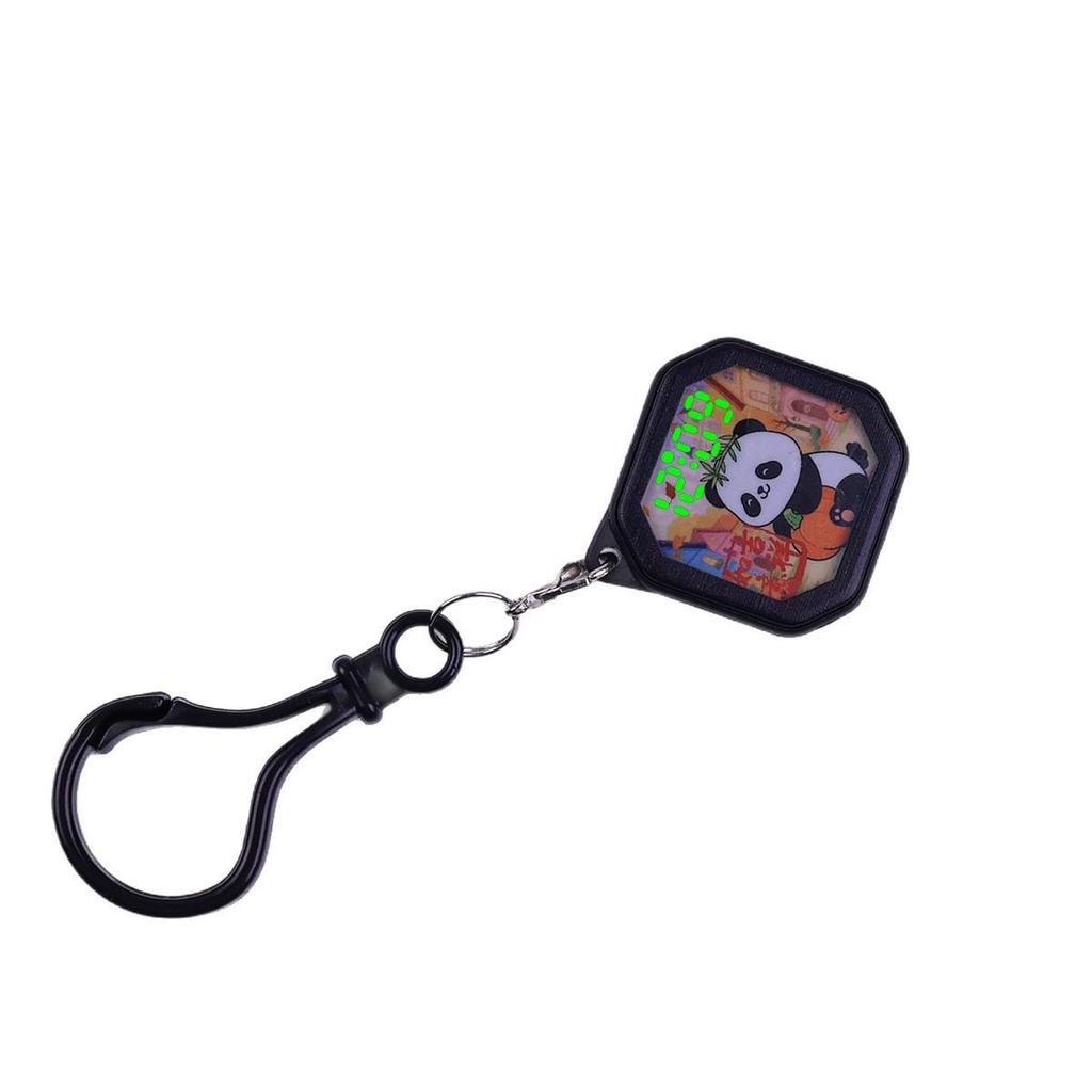 Mini LED Cartoon Cat Keychain Watch Pendant for Kids