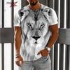 Fierce Tiger Animal Pattern Men's T-Shirts Short Sleeve 3D Animal Printed Trend Street Tee Oversized T Shirt Men Clothing Tops
