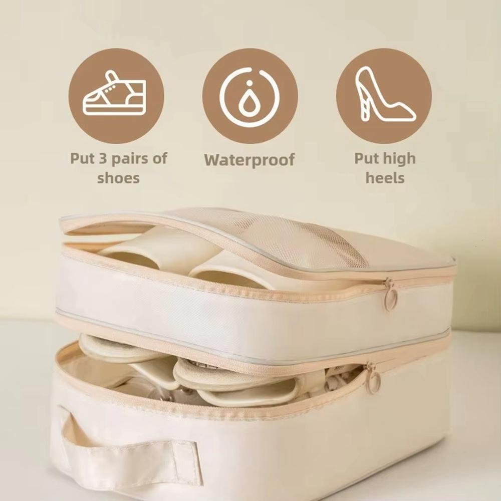 Large Polyester Double Layer Shoe Storage Bag Stackable Shoe Organizer Breathable Shoe Cover Box for Home