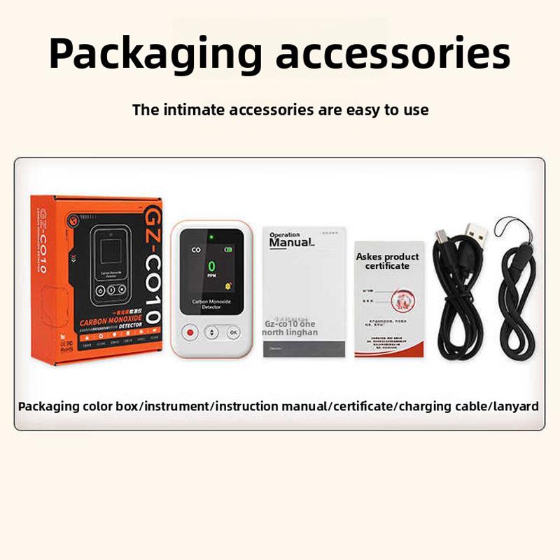 Portable CO Detector GZ-CO10 Carbon Monoxide Alarm USB Rechargeable Sensor for Home Car Camping Safety