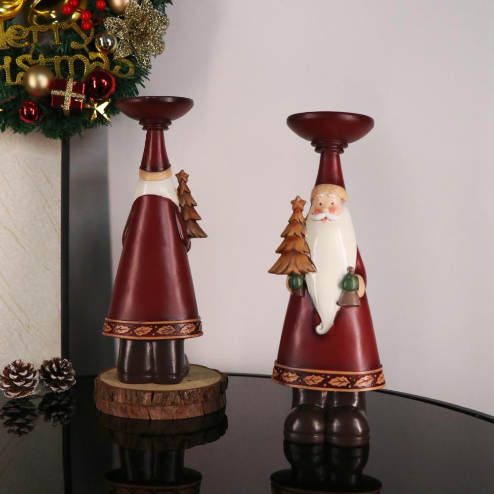 American Style Resin Santa Claus Ornaments Christmas Decor Candle Holder Home Party Holiday Supplies Atmosphere Creation Gifts