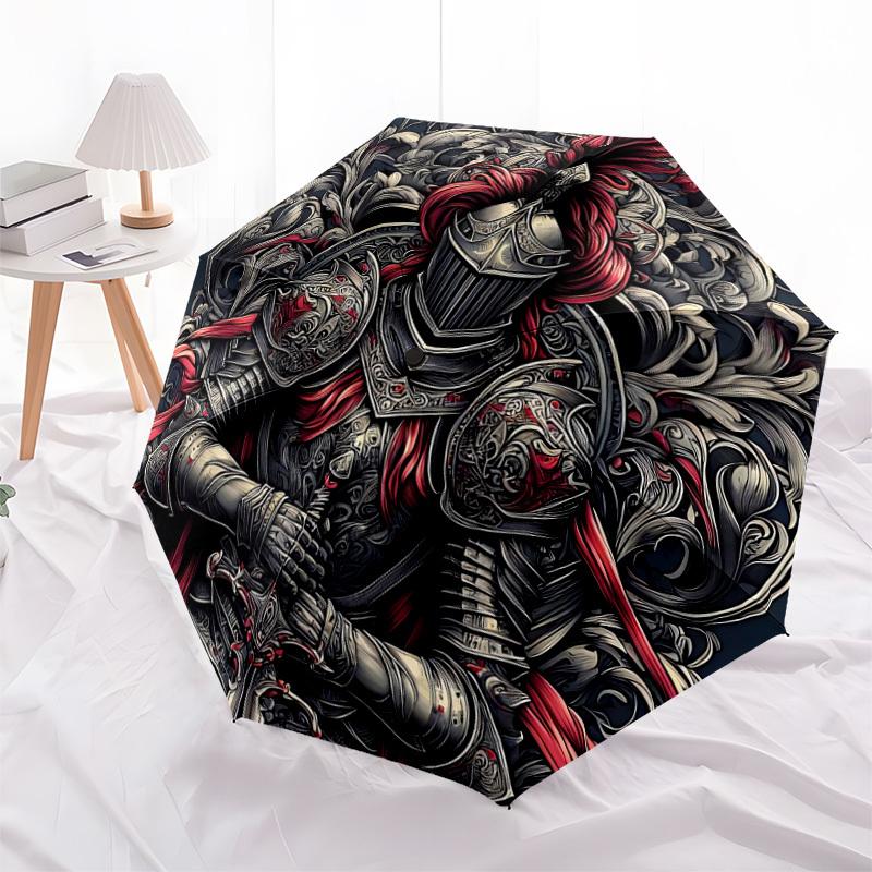 1pc Knight Armor Automatic Open/Close Umbrella Compact Folding Umbrella, All-Season Portable Umbrella for Women/Men044