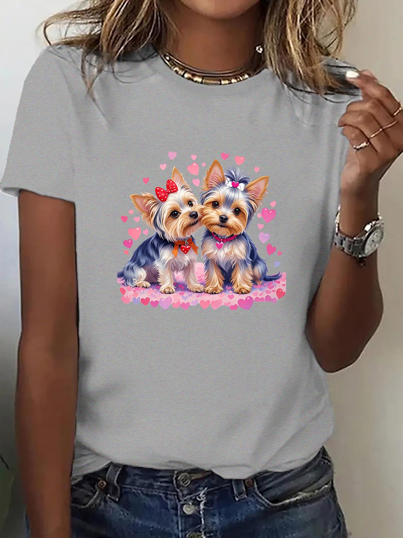 

Women s ; Unisex Soft Breathable Yorkie Dog Print T-Shirt - Cute Yorkshire Terrier Tee Suitable for Vacation. Summer Outfits. Yorkie Lover Gift. Casua S