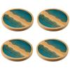 4pcs Wooden Coaster Set Non-slip Teacup Mat Heat Insulation Tableware Pad Thicken Pot Holder Table Placemat Kitchen Accessories