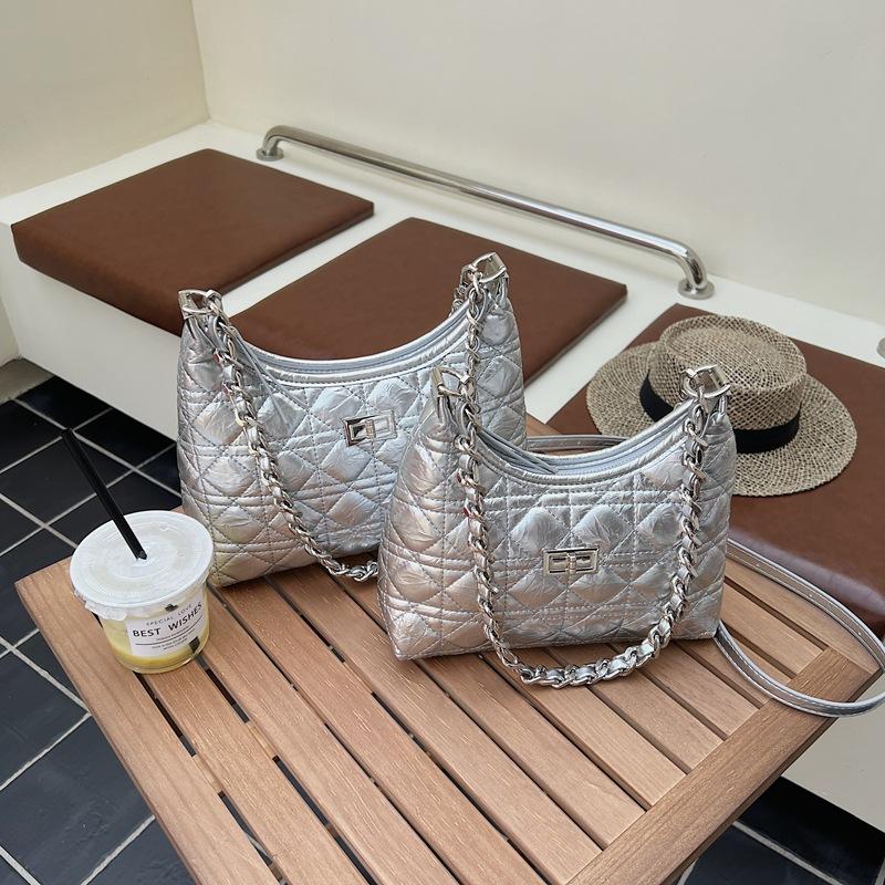 Rhombus chain bag women's summer 2025 new casual foreign niche design versatile single shoulder crossbody armpit bag