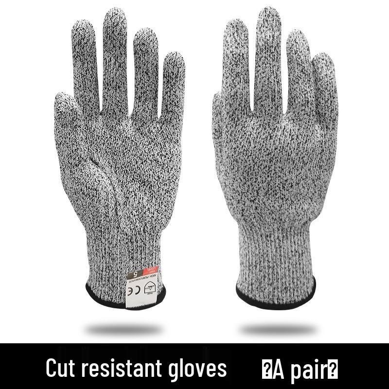 Level 5 Cut-Resistant, Anti-Slip, Wear-Resistant Gloves for Kitchen, Fishing, and Outdoor Activities S Gray Cut-resistant Gloves