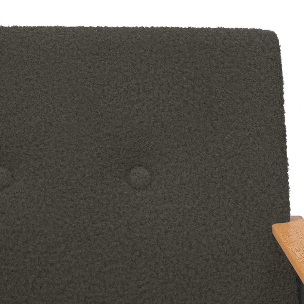Armchair Dark Grey Shaggy Wool Like Fabric