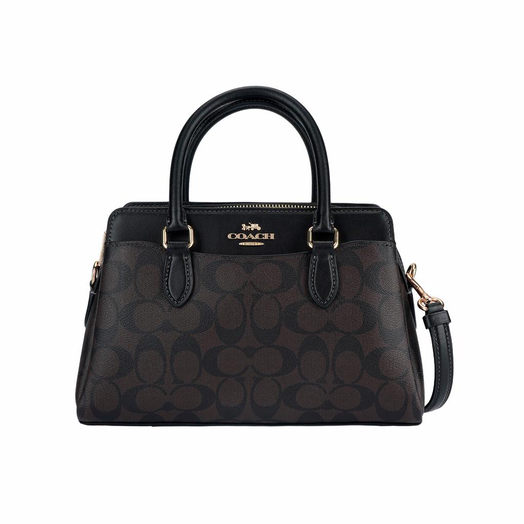 Coach Darcie 26 Zipper Closure Monogram Print Coated Canvas And Smooth Leather Mini Shoulder Crossbody Handbag Women handbag Black CH174-IMAA8