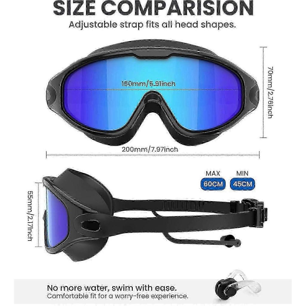 Swimming Goggles for Adults Wide View UV400 Protection Anti Fog No Leak for Men Women 3 Pack