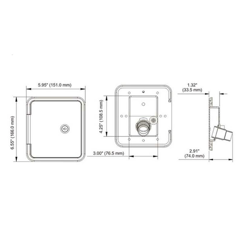 3X RV Gravity Water Filler Square Hatch Water Box With Key Screw RV Trailer Caravan Accessories