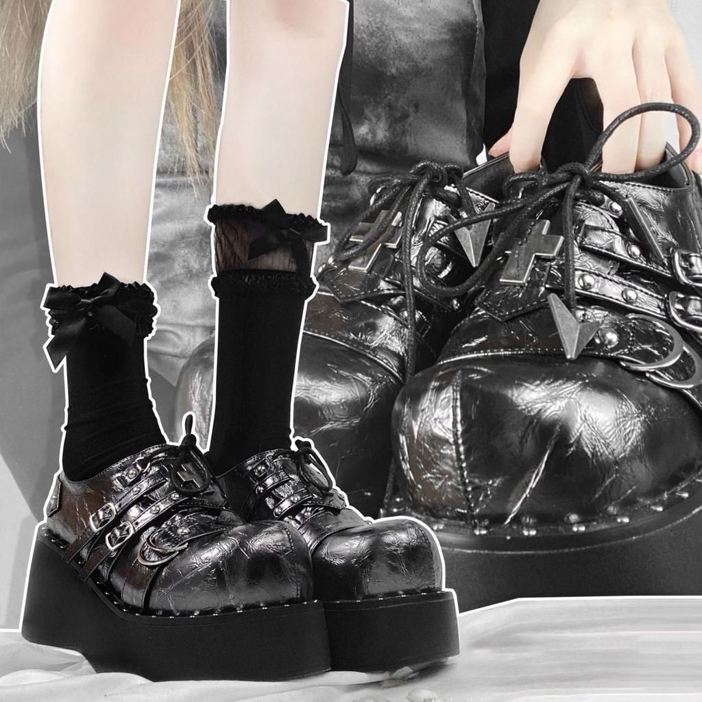 Platform-soled loafers, muffin-soled single shoes 2025 spring and summer new retro British style niche design small leather shoes women