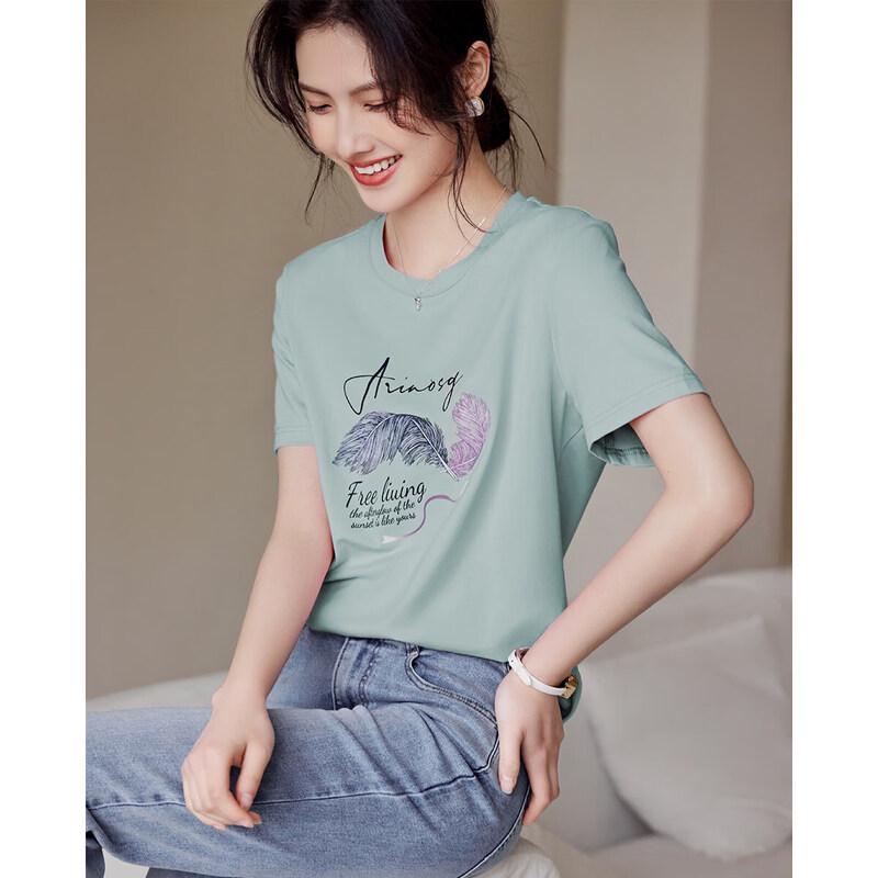 XWI Women's Printed Round Neck Short Sleeve T-shirt