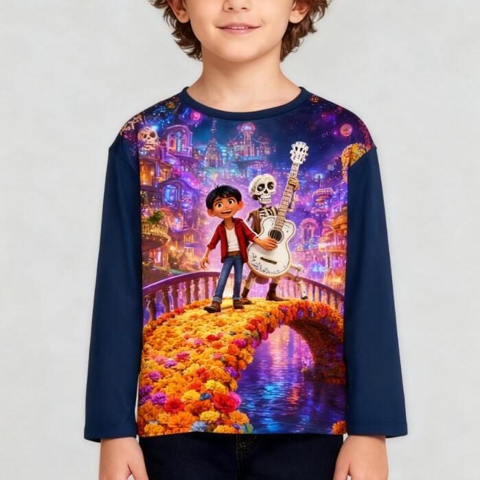4-15 Years Old Comfortable Polyester Boys Children Long Sleeve T-Shirt Cartoon 3D Printed T Shirt Kids Clothing