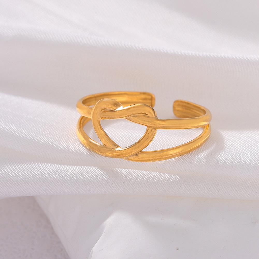 Damenring aus Edelstahl mit Herzdesign - Modisch, Hochwertiger Titanstahl mit Vakuum-Galvanisierung.