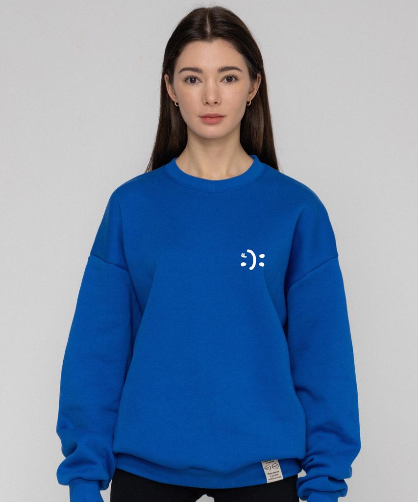 GRAVER [Unisex] Small Double Drawing Smile Sweatshirt_Cobalt Blue