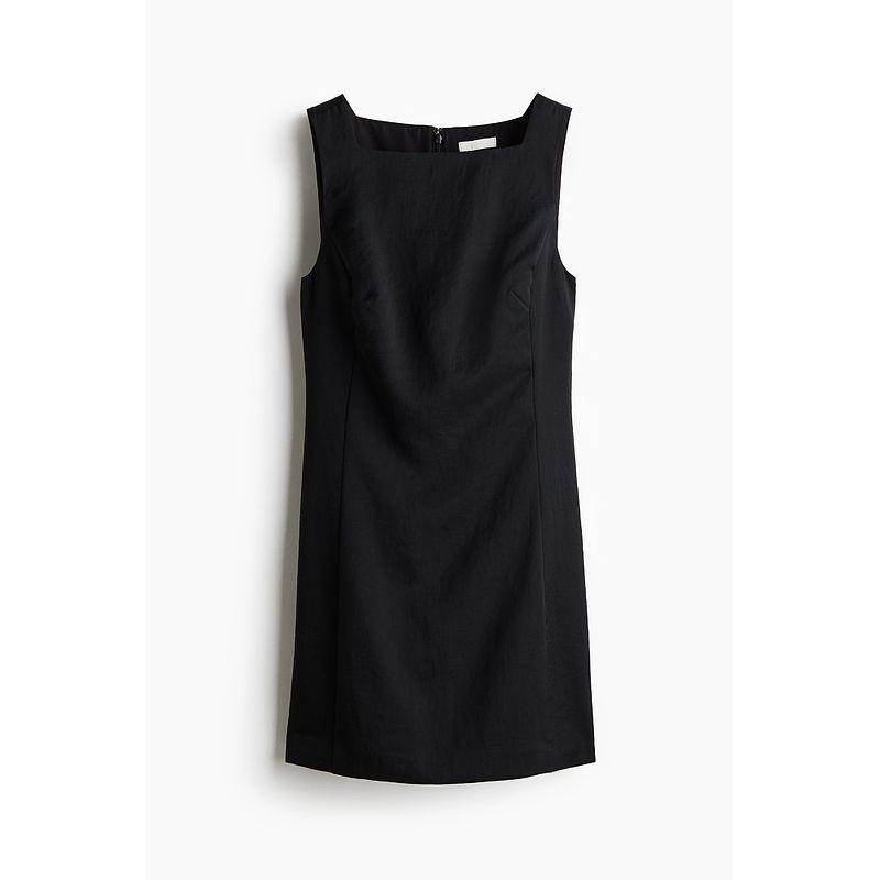 HM Women clothes Gold Style Dress 2025 Summer New Commuter Fashion Twill Square Collar Dress 1289960