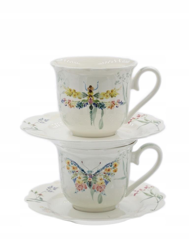 220ml CUP WITH SAUCER FOR TEA COFFEE SET OF 6 PAPILLON AS A GIFT