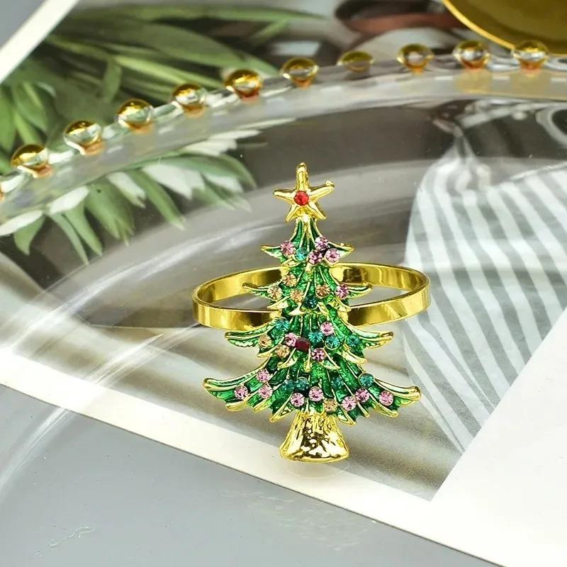 1-40PCSChristmas Tree Napkin Ring Holders Festive Dining Table Accessories for Restaurant Holiday Party Supplies Home Decoration