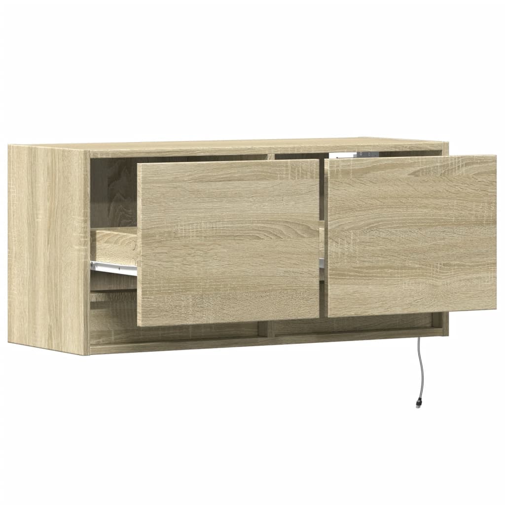 TV Wall Cabinet with LED Lighting Sonoma Oak 80 x 31 x 38 cm