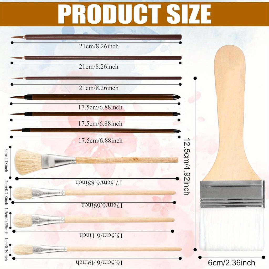 11 szt. Zestaw pędzli do glazury ceramicznej, Pędzle ceramiczne z długim uchwytem, Przybory do malowania akwarelą, olejem, akrylem, Wełniane narzędzia do malowania artystycznego, Prezent świąteczny