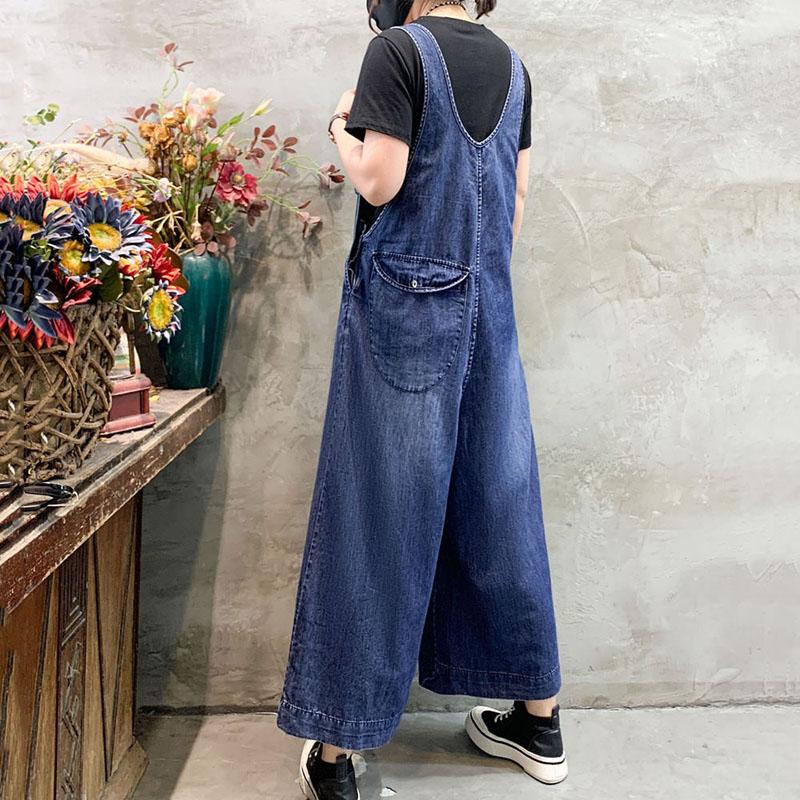 Oversized Women Denim Jumpsuit Summer Streetwear High Waist Straight Wide Leg Jeans Female Casual Trouser