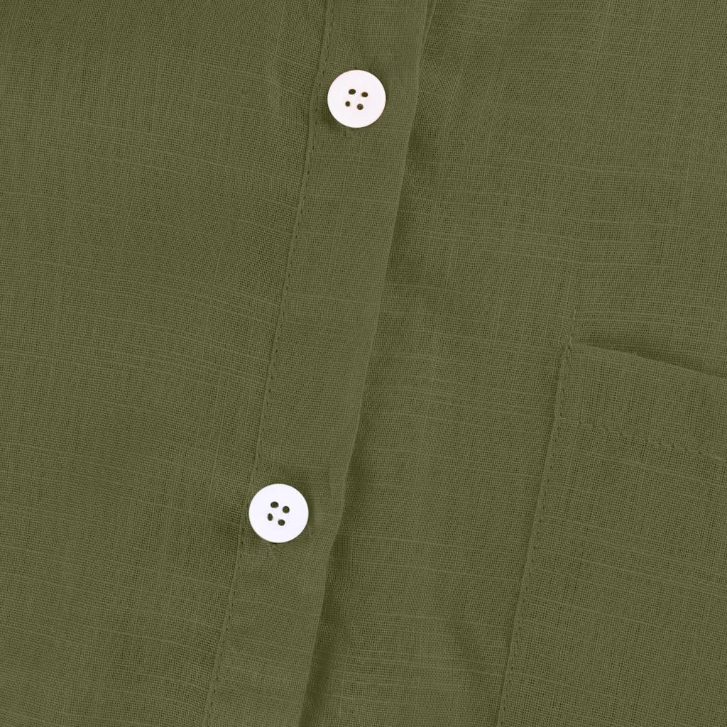 Women's Fashion Loose Casual Short Sleeve Lapel Button Down Shirt Color With Pocket T-Shirt Top